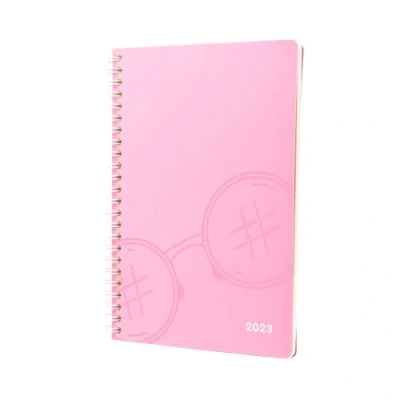Image of Jumble &amp; Co Convo Icon A5 Week to View Wiro Bound 2023 Diary Rose Tinted Pink Weekly Journal with dotted pages