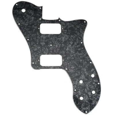 Image of Musiclily Pro 15 Holes Uncovered HH Guitar Pickguard for Mexico Fender 72 Tele Deluxe Style Electric Guitar, 4ply Black Pearl