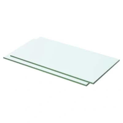 Image of vidaXL Panel Shelves Clear Tempered Glass, Set of 2, 50x20 cm, Modern Design, Multipurpose for Various Rooms, Sturdy with High Load Capacity, Easy to Clean