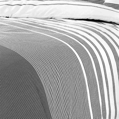 Image of Homespace Direct Maximus Striped Monochrome Duvet Cover Set Fully Reversible Modern Bedding Single