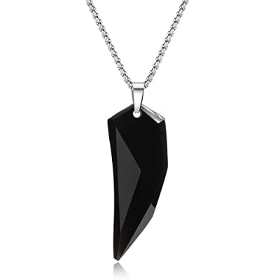 Image of COAI Wolf Tooth Black Obsidian Stone Pendant Necklace for Men Women