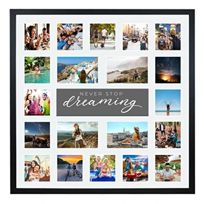 Image of Large Multi Aperture Picture Photo Collage Frame, Colours and Designs (Dreaming, Black)