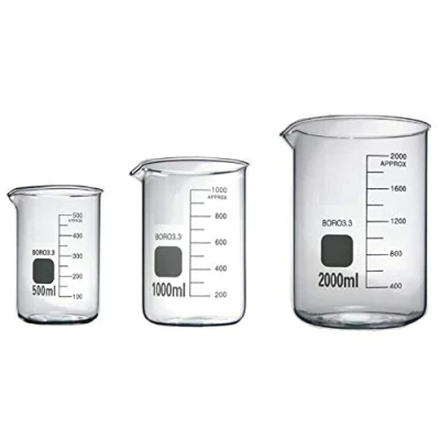 Image of Rocwing Boro 3.3 Glass Graduated Measuring Beaker for Lab or Kitchen (500ml+1000ml+2000ml)