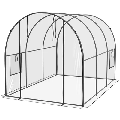 Image of Outsunny Polytunnel Greenhouse with Clear Cover Walk in Grow House 3 x 2 2m