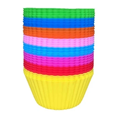 Image of Gemini_mall Cupcake Molds, Reusable Silicone Baking Cases Cups Muffin Molds Moulds Random Color 24pcs