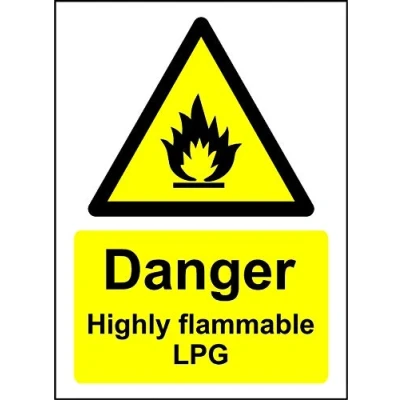 Image of Danger highly flammable LPG Safety sign 3mm Aluminium 300mm x 200mm