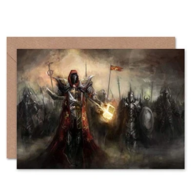 Image of Wee Blue Coo FANTASY ARMY MAGIC HAMMER BLANK GREETINGS BIRTHDAY CARD ART