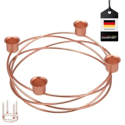 Image of bremermann Candle Holder Wreath Shape for Dinner Candles, Candlesticks (Rose)