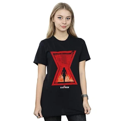 Image of Marvel Women&#039;s Black Widow Movie Icon Silhouette Boyfriend Fit T Shirt Small