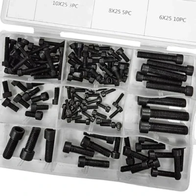 Image of Dunnet Tools 106 Piece Hex Cap Nuts Set M4 M5 M6 M8 M10 Bolt Assortment Bolts And Diy Construction Automotive Fasteners In Storage Case Carbon Steel Screws