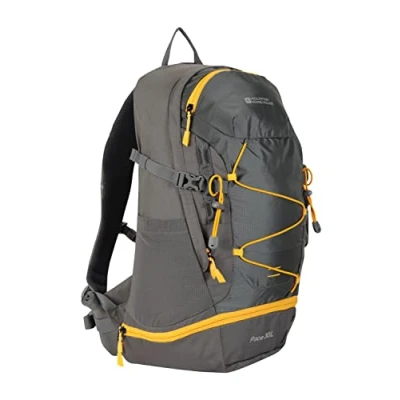 Image of Mountain Warehouse Pace 30L Rucksack Hydration Compatible Backpack, Airflow Back System Rucksack, Packaway Rain Cover For Travelling, Camping, Hiking Grey