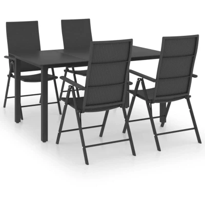 Image of vidaXL 5 Piece Garden Dining Set Black