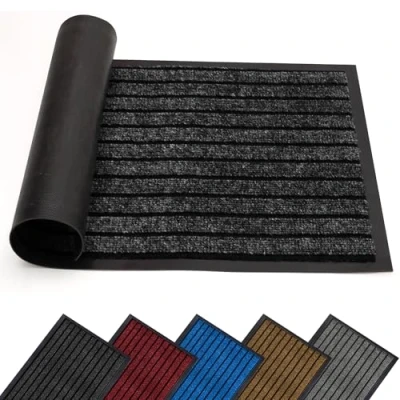 Image of AMEHA Door Mat Indoor &amp; Outdoor Black 40x60 Cm Heavy Duty Rubber Mats Dirt Trapper Non Slip Washable Barrier Floor Entrance Rug Shoes Scraper Super Absorbent Front Doormats