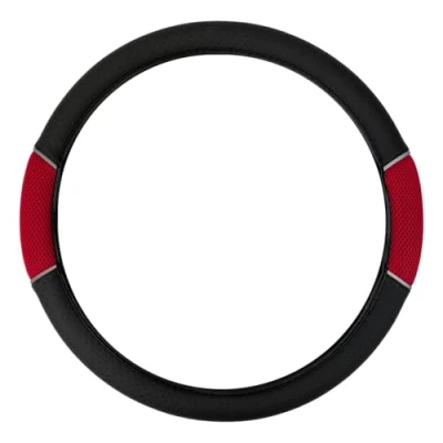 Image of Sakura SS1446 Racing Steering Wheel Cover, Red Mesh