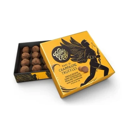 Image of Willie&#039;s Cacao Marc de Champagne Truffles Luxury Gift Box 110g x 6 Artisan Chocolate 100% Natural