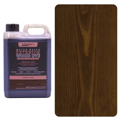 Image of Littlefair&#039;s Wood Stain Water Based 2.5ltr Outdoor Furniture Dye Light &amp; Dark Finishes Non Toxic Eco Friendly Formula Exterior for Crafts Colour: French Oak