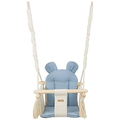 Image of Baby/toddler swing, indoor, outdoor, soft seat, swing chair (colour: cream, light blue)