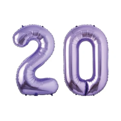 Image of Purple Number 20 Foil Balloon, 101cm