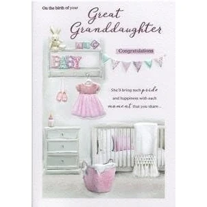 Image of ICG On The Birth Of Your Great Granddaughter Congratulations Baby Card
