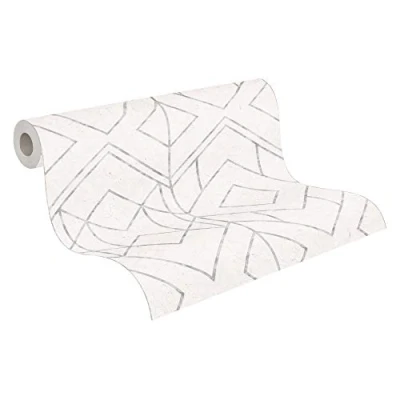 Image of Geometric Wallpaper Metropolitan Stories 2 A.S. Création Non Woven 10.05 m x 0.53 Grey Metallic White Made in Germany 378691 37869 1