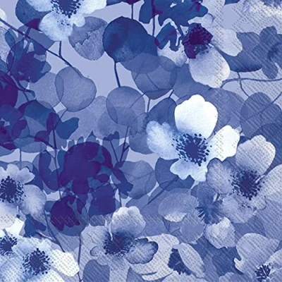 Image of Boston International IHR 3 Ply Paper Napkins, 20 Count Lunch Size, Bluna Blue