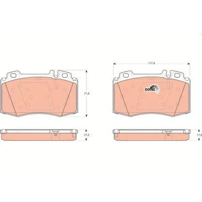 Image of 0034200520, 003420052005, 0034200820, 0034201820, 0034204220 Brake pad set TRW COTEC GDB1454 prepared for wear indicator MERCEDES BENZ: ML Class