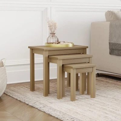 Image of Vida Designs Oakridge Nest of Tables in Natural Oak Veneer