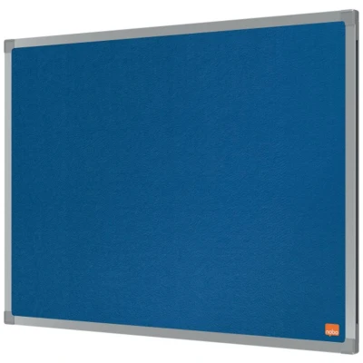 Image of Nobo Felt Noticeboard, 600 x 450 mm, Aluminium Trim, Corner Wall Mounting, Essence Range, Blue, 1915201