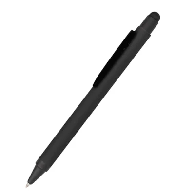 Image of Online ballpoint pen, retractable ball pen made out of aluminum, stylus tip, replaceable refill, premium writing experience with black colour, durable design, colour
