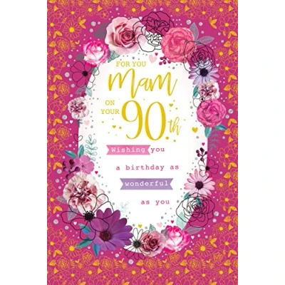 Image of To A Special Mam 90 90th Today Flowers Happy Birthday Card Lovely Verse
