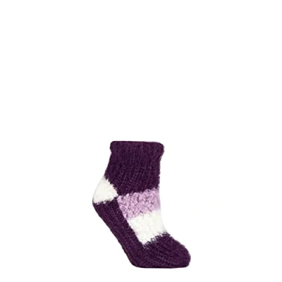 Image of Elle Ladies Sherpa Lined Slipper Socks Pack of 1 Royal Purple 4 8