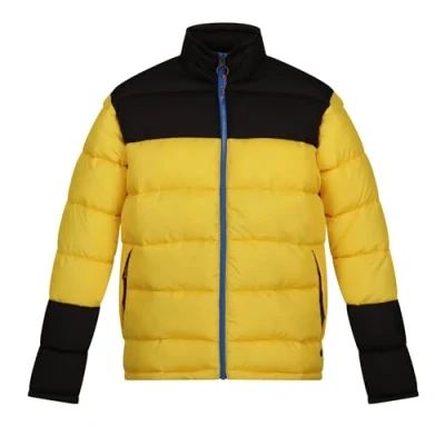 Image of Regatta Mens Black and Yellow Colourblock Professional Vintage Puffer Jacket, Size: M