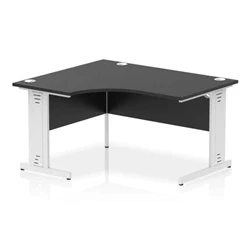 Image of Impulse 1400 LH Crescent Desk Black/White Cable Managed Leg