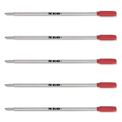 Image of NEO+ Quality Ballpoint pen Refills, 8513, Compatible with Cross (5 x RED INK)
