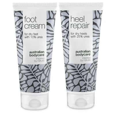 Image of Foot Care Duo for Dry Feet and Cracked Heels Moisturizing Cream Intensive Heel Repair Soft Smooth Skin Soothing Formula with Antifungal Properties Perfect Athletes