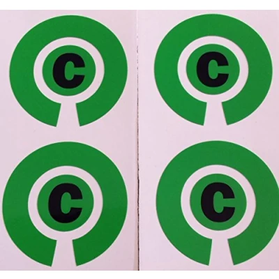 Image of Crown Green Lawn Indoor Bowls Adhesive Lettered Coloured Marker Labels Set of 4 (Green, C)