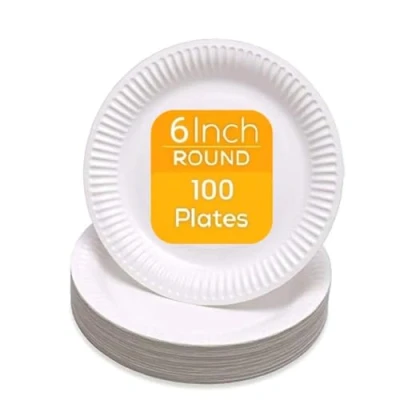 Image of Pack of 100, Paper Plates 15cm / 6&quot;, Disposable Plates, HOT &amp; Cold Foods, Used for Birthday Party, Christmas Picnic, BBQ&#039;s,