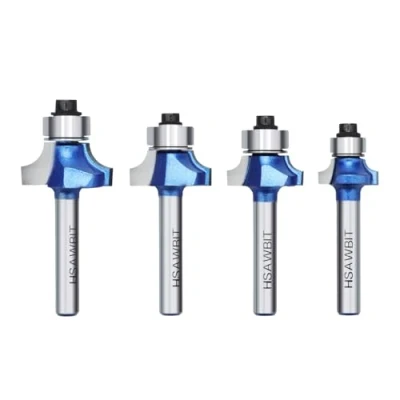 Image of hsawbit 4pcs Round Over Router Bits with 1/4&quot; Shank, Radius 1/8&quot;,5/32&quot;,3/16&quot;,1/4&quot; Roundover Bit Edging Set Corner Rounding Edge Forming