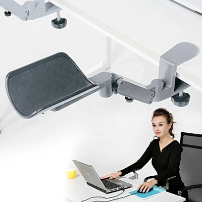 Image of Ergonomic Arm Support for Desk Office Rotating Mouse Rest Pad Clamp On Hand Computer Table