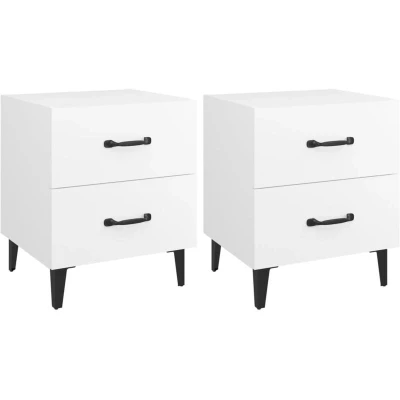 Image of vidaXL Bedside Cabinets 2pcs White 40x35x47.5 cm