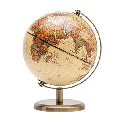 Image of Exerz 14cm World Globe Mini Antique Educational/Geographic/Modern Desktop Decoration Diametre Metal Arc and Base Bronzed Colour