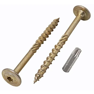 Image of (Pack of 20 pcs) Galvanized Steel 8.0 x 120 mm Yellow Wood Screws, Torx Head, Wafer Timber Partially Threaded (20, mm)