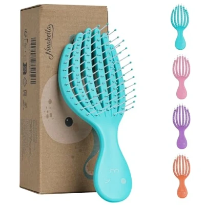 Image of Ninabella Mini Detangling Hairbrush Cute Colourful Octopus Detangle Brush Wetbrush for Blow Dry or Brushing Wet Tangled Hair Detangler Small Hairbrushes Blue