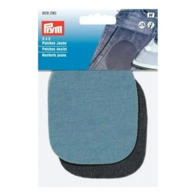 Image of Prym Patches Denim for Ironing/Sewing on 9x8 cm Light Blue/Dark, one Size