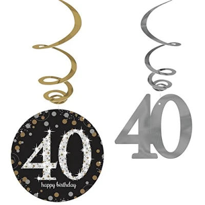 Image of (PKT) Adult Gold Celebration 40th Swirl Decorations