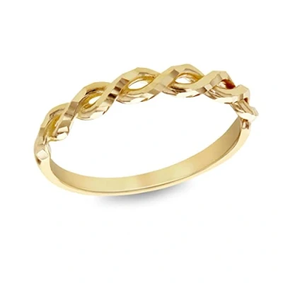 Image of CARISSIMA Gold Women&#039;s 9ct Yellow Diamond Cut Half Twist Ring #T