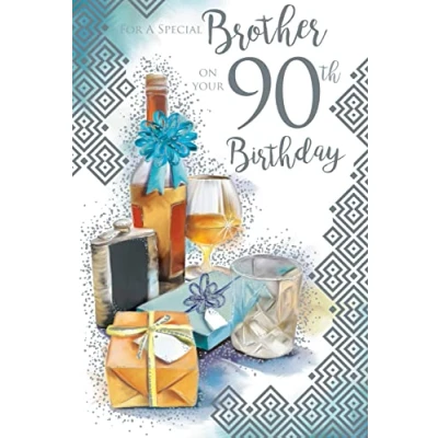 Image of For A Special Brother 90 90th Today Whisky Happy Birthday Card Lovely Verse