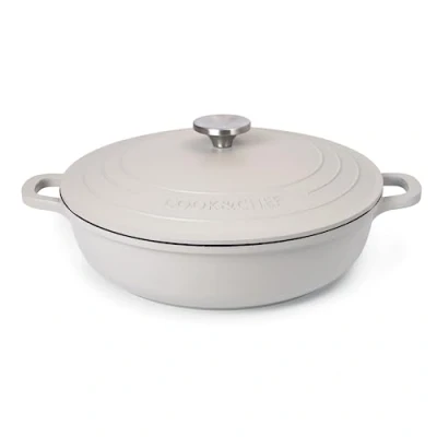 Image of Casserole Dishes with Lid Oven Proof Non Stick Shallow Dutch Induction Cooking Pot Safe Aluminium Stockpot 3.9L, 28cm, Grey by Nuovva
