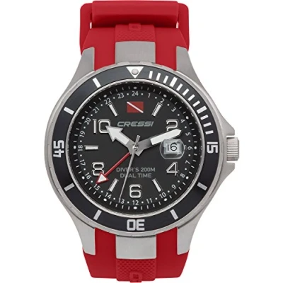Image of Cressi Traveller Dual Time Diving Watch Silver/Black/Red, One Size