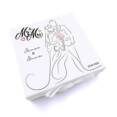Image of ukgiftstoreonline Personalised Mr and Mrs Wedding Keepsake Memory Gift Box (Large)